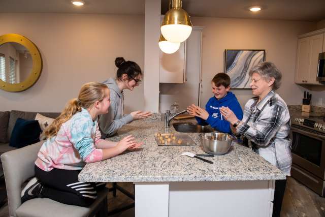 Baking cookies with the grandkids or community cooking activities are just some of the ways that our private dining room can be used.